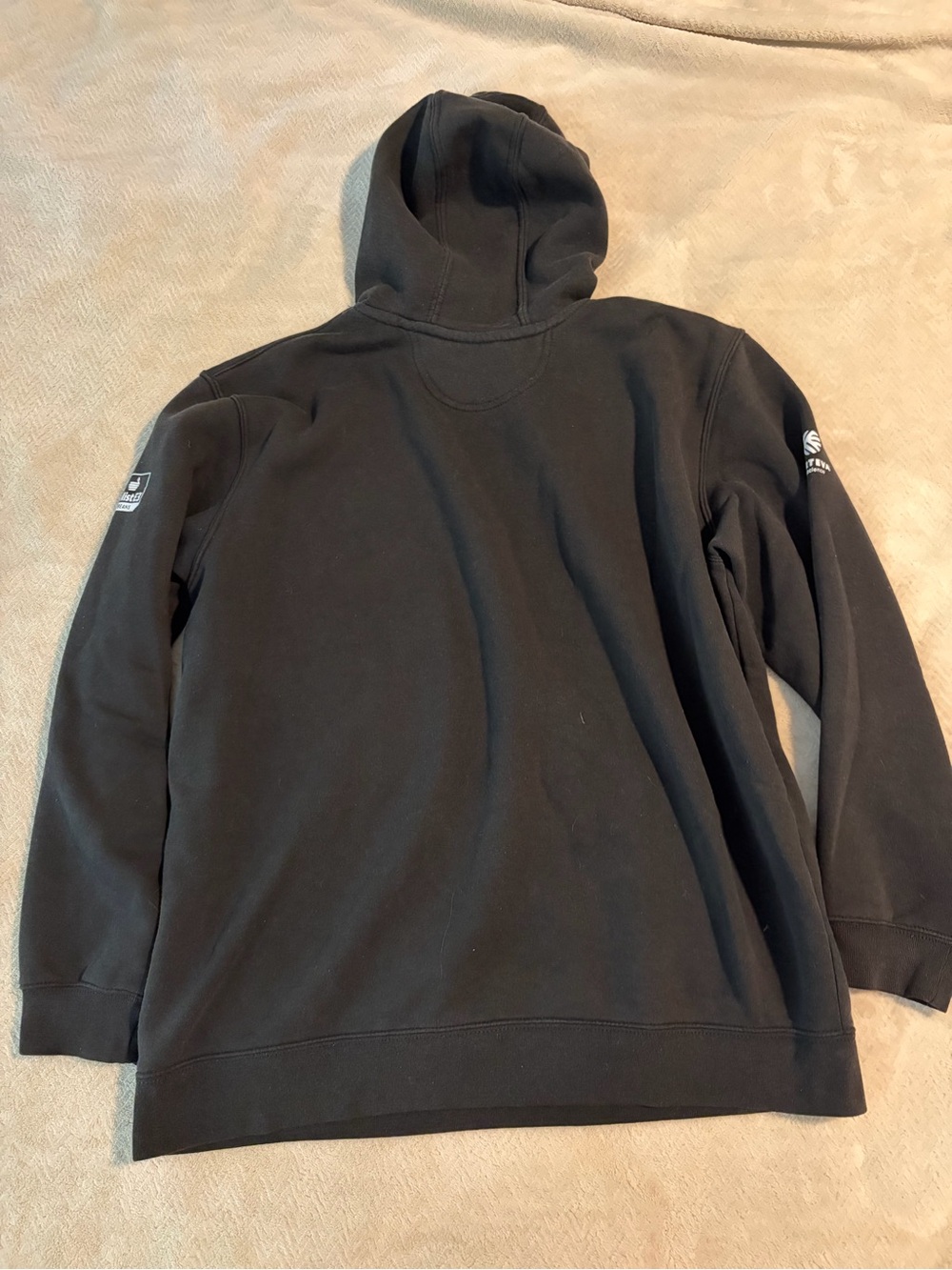 Carhartt Black Hoodie with White Enlist E3 Soybeans Sleeve Logo - Picture 6 of 6